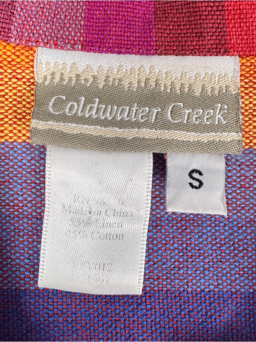 Coldwater Creek Size Small Cotton Linen Blend Striped Multicolor Women’s Jacket - Picture 6 of 14